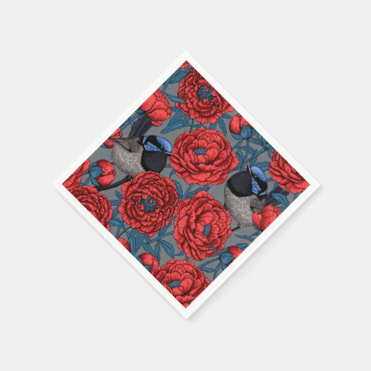 Peonies und Warnen Serviette (Ecke)