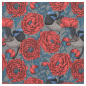 Peonies und Warnen Stoff (Nahaufnahme)