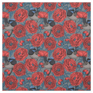 Peonies und Warnen Stoff