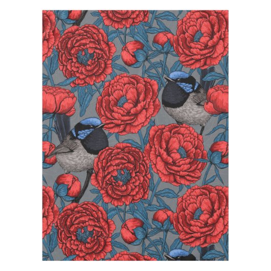 Peonies und Warnen Tischdecke (Vorderseite)