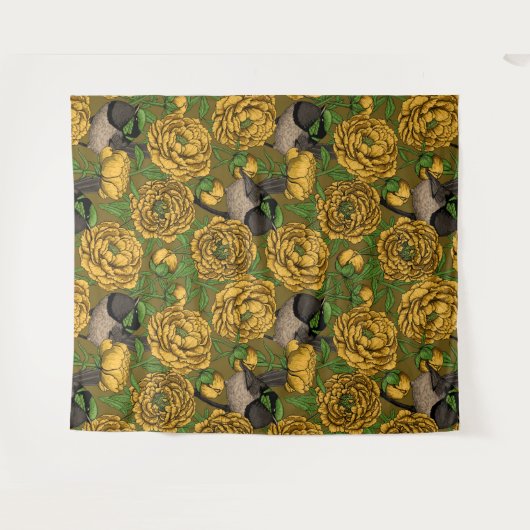 Peonies und Warnen Wandteppich (Vorderseite (Horizontal))