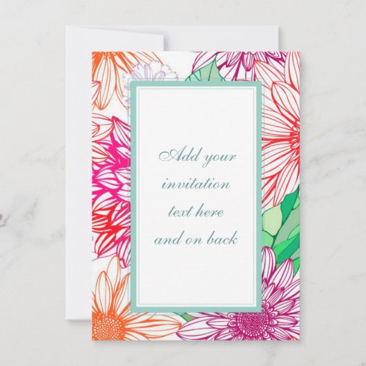 Peonies und Wildblumen Einladung (Vorderseite)