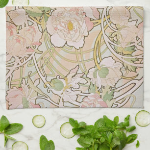 Peonies von Alphonse Mucha Handtuch