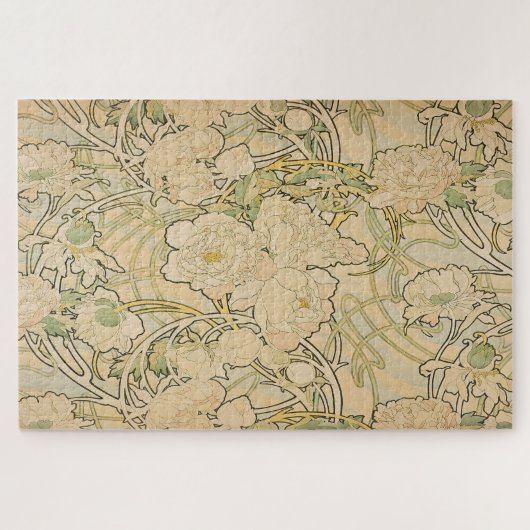 Peonies von Alphonse Mucha Puzzle (Horizontal)