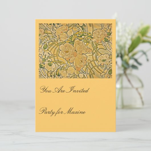 Peonies von Mucha Einladung (Stehend Vorderseite)