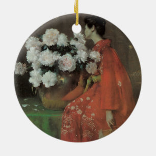 Peonies von William Merritt Chase, Vintage Kunst Keramik Ornament