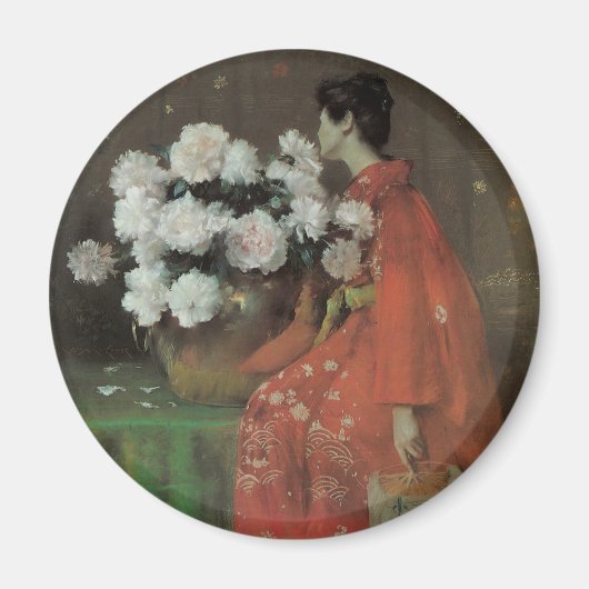 Peonies von William Merritt Chase, Vintage Kunst Magnet (Vorne)