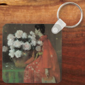 Peonies von William Merritt Chase, Vintage Kunst Schlüsselanhänger (Rückseite)