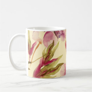 Peonies Watercolor: Nahtlose Hintergrundblicke Kaffeetasse