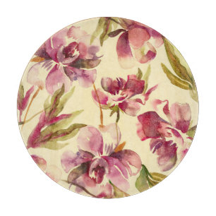 Peonies Watercolor: Nahtlose Hintergrundblicke Schneidebrett