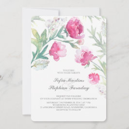 Peonies Watercolor Vintag Bouquet Wedding Einladung