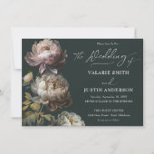 Peonies Wedding Moody Floral Einladung (Vorderseite)