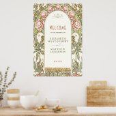 Peonies Welcome Sign Wedding Vintage Art Nouveau Poster (Küche)