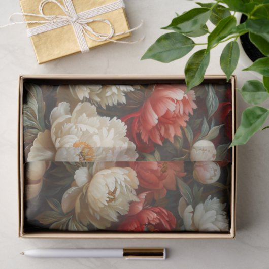 Peonings in Rot und Weiß-Dekoupage Seidenpapier (Geschenk)