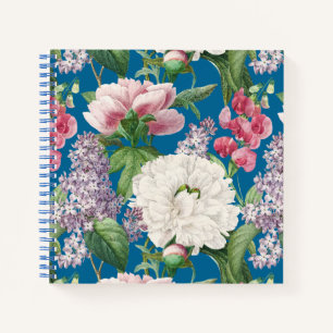 Peonings & Lilacs Blumengarten Wasserfarben Muster Notizblock