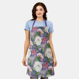 Peonings & Lilacs Blumengarten Wasserfarben Muster Schürze