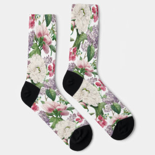 Peonings & Lilacs Blumengarten Wasserfarben Muster Socken