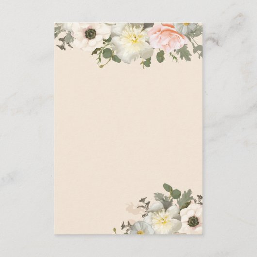 Peony and Anemone Wedding Blush Details Umschließu Begleitkarte (Rückseite)