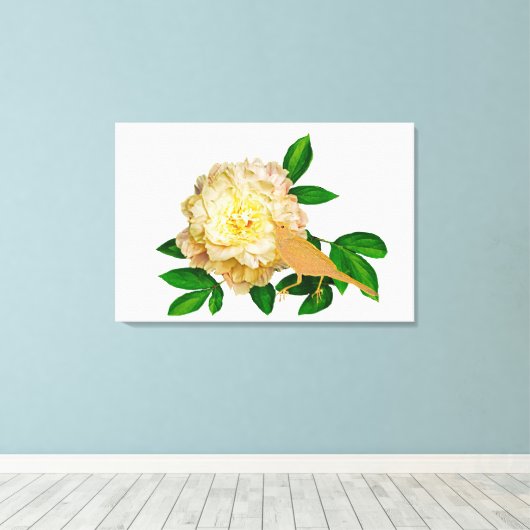 Peony and Bird Leinwanddruck (Insitu (Holzboden))