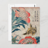 Peony and Canary, Hokusai Postkarte (Vorne/Hinten)