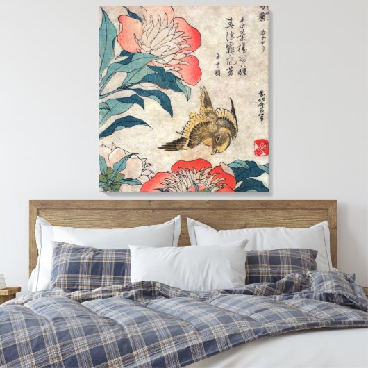 Peony and Canary, Katsushika Hokusai Leinwanddruck (Insitu (Schlafzimmer))