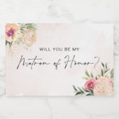 Peony and Gold Bloom Matron of Honine Wine Label Schaumweinetikett (Einzelnes Label)