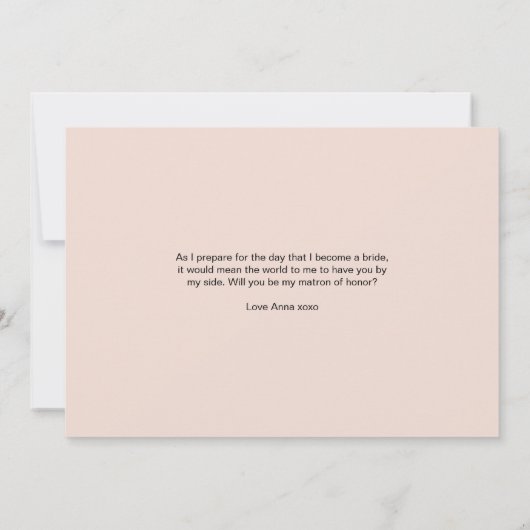 Peony and Gold Bloom Matron of Honor Flat Card (Rückseite)