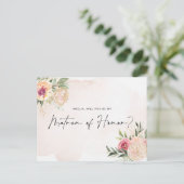 Peony and Gold Bloom Matron of Honor Post Card Postkarte (Stehend Vorderseite)