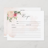 Peony and Gold Blume Brautparty Rezept Card (Vorne/Hinten)