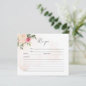 Peony and Gold Blume Brautparty Rezept Card (Stehend Vorderseite)