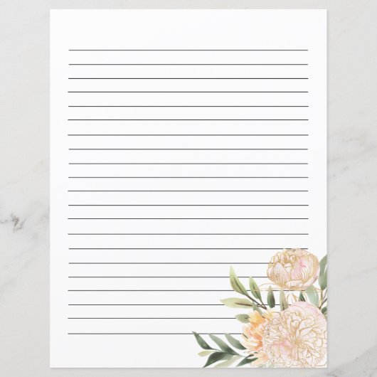 Peony and Gold Blume Name Rezept Card (Rückseite)