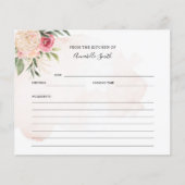 Peony and Gold Blume Name Rezept Card (Vorderseite)