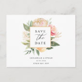Peony and Gold Blume Save the Date Postcard Postkarte (Vorderseite)