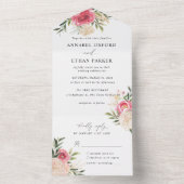 Peony and Gold Foil All in One Wedite Einladung (Innen Boden)