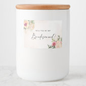 Peony and Gold Foil Bloms Bridesmaid Candle Label Lebensmitteletikett (Vorderseite)