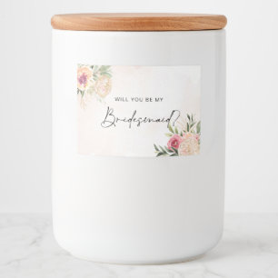 Peony and Gold Foil Bloms Bridesmaid Candle Label Lebensmitteletikett