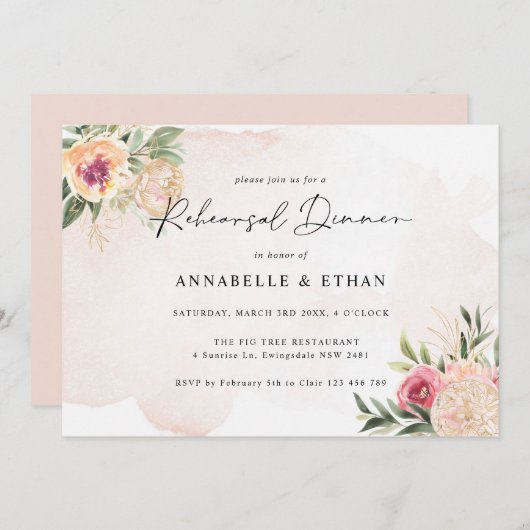 Peony and Gold Foil Bloms Probe Dinner (Vorne/Hinten)