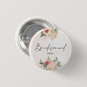 Peony and Gold Foil Bloom Abzeichen Button (Vorne & Hinten)