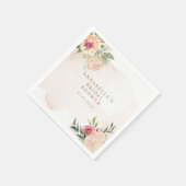 Peony and Gold Foil Bloom Brautparty Napkin Serviette (Ecke)