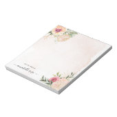 Peony and Gold Foil Bloom Notepad Notizblock (Rotiert)