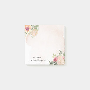 Peony and Gold Foil Bloom Post-it Klebezettel