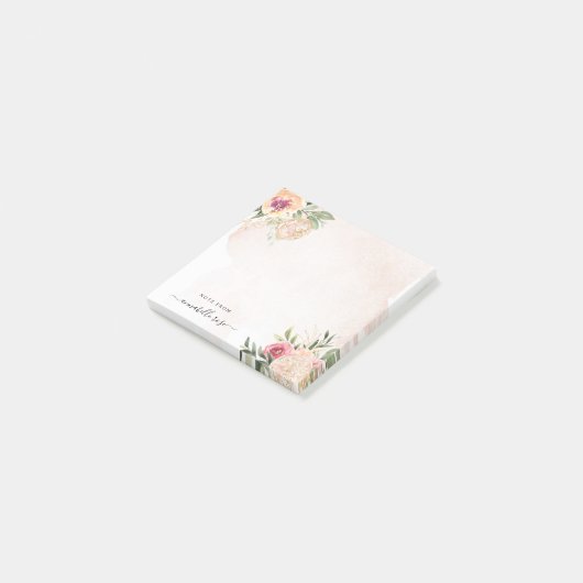 Peony and Gold Foil Bloom Post-it Klebezettel (angewinkelt)