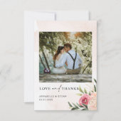 Peony and Gold Foil Bloom Wedding Danke Karte (Vorderseite)