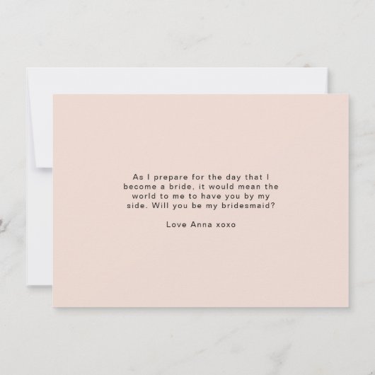 Peony and Gold Foil Blooms Bridesmaid Flat Card Dankeskarte (Rückseite)