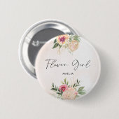 Peony and Gold Foil Blume Blume Abzeichen Button (Vorne & Hinten)