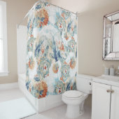 Peony and Hydrangea blüht Herbstfarben Duschvorhang (Beispiel)