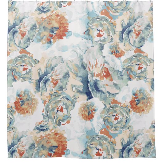 Peony and Hydrangea blüht Herbstfarben Duschvorhang (Vorderseite)