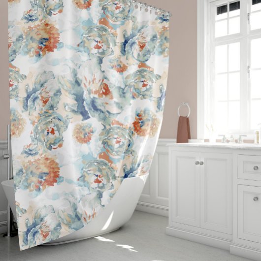 Peony and Hydrangea blüht Herbstfarben Duschvorhang