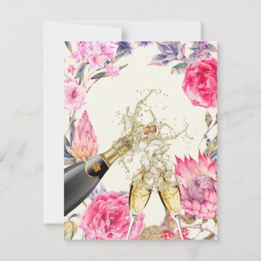 Peony and Protea Brunch & Bubbly Einladung (Rückseite)