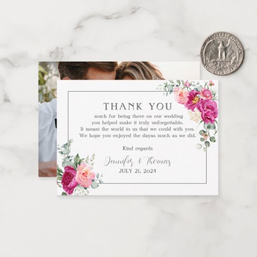 Peony and Rose Greenery Danke Karte (Vorderseite/Rückseite Beispiel)